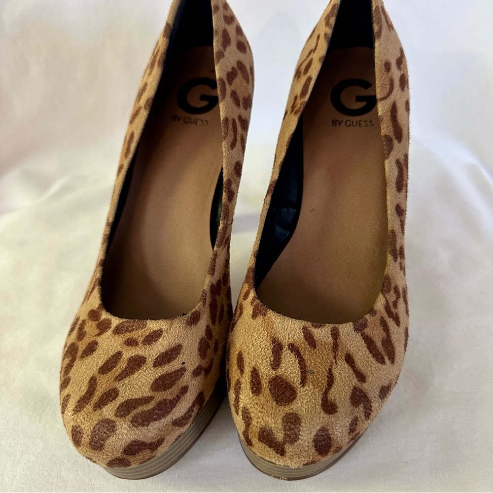 G By Guess Leopard Print Suede Platform 4-“Heels - image 6